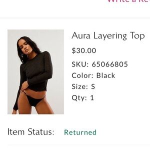 FREE PEOPLE Aura Sheer Black Long Sleeve Layering Top - Small